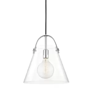 Image of Karin 1 Light Large Pendant Polished Nickel, Glass