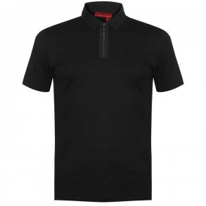 Image of Hugo Boss Dolden Zip Polo Shirt Black Size L Men