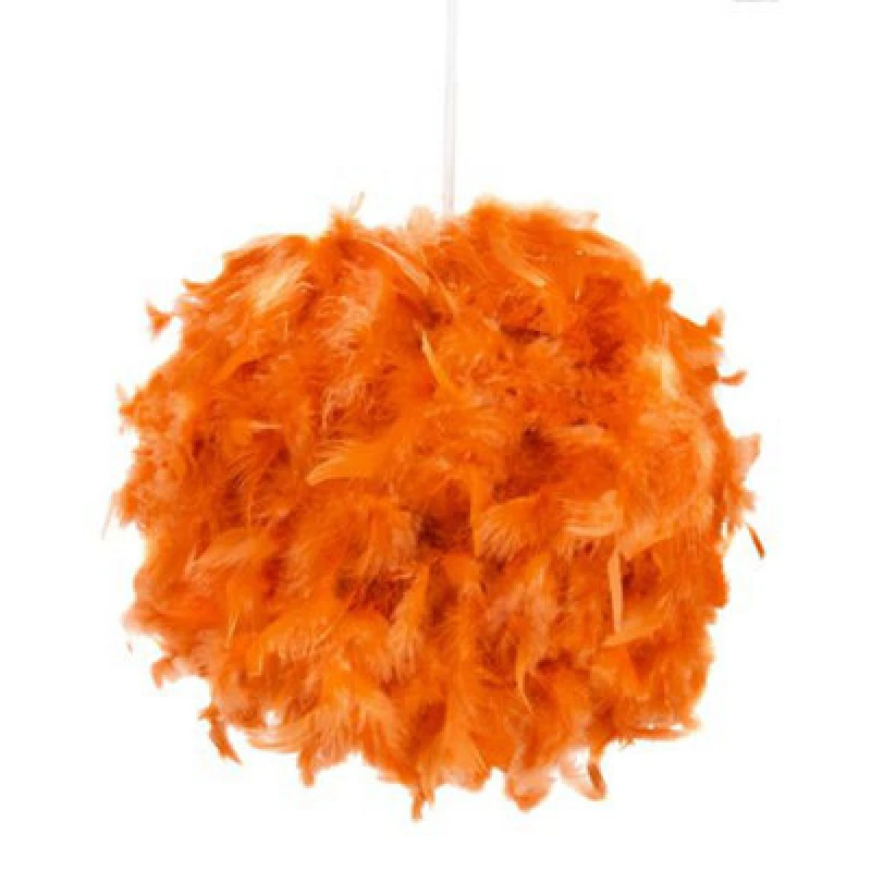Image of Happy Homewares Eye-Catching And Modern Small Orange Feather Decorated Pendant Lighting Shade