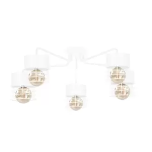 Image of Atollo Multi Arm Semi Flush Ceiling Light White, 70cm, 5x E27