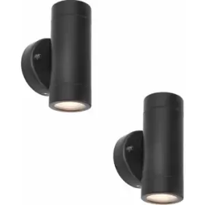 Image of Loops - 2 pack Up & Down Twin Outdoor IP44 Wall Light - 2 x 7W GU10 LED - Matt Black