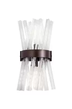 Image of 2 Light E14, Wall Light E14, Brown Oxide , Clear Glass