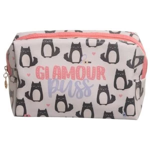 Image of Glamour Puss Cat Design Handy PVC Make Up Toilet Wash Bag