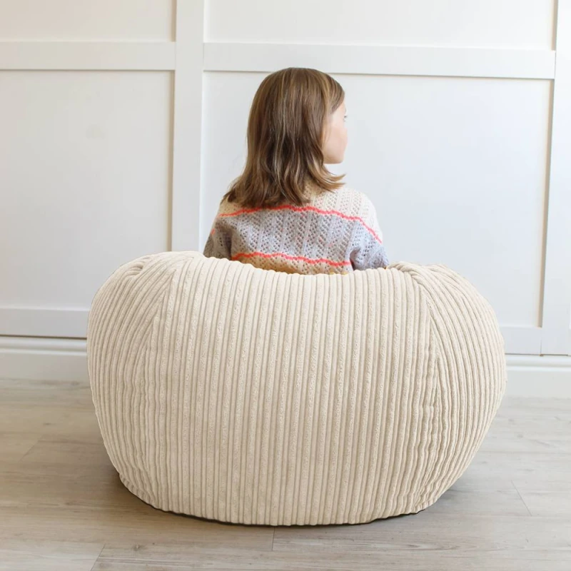 Image of rucomfy Beanbags rucomfy Kids Slouchbag Bean Bag - Jumbo Cord - Ivory, White 012-MSLB-IVY