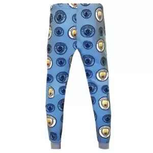 Image of Manchester City FC Mens Fleece Lounge Pants (L) (Blue/White)