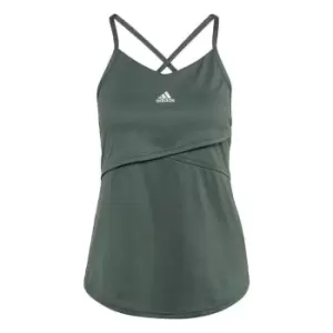 Image of adidas AEROREADY Studio Crossback Slim Tank Top Womens - Green Oxide / White