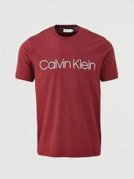 Image of Calvin Klein Cotton Front Logo T-Shirt - Burgundy
