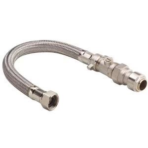 Image of Push Fit Flexible Pipe Connector with Valve Dia15mm Dia12 L300mm