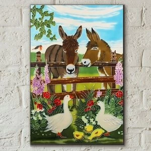 Image of Tile 8x12 Donkey By Gate By McNeil Studio Wall Art