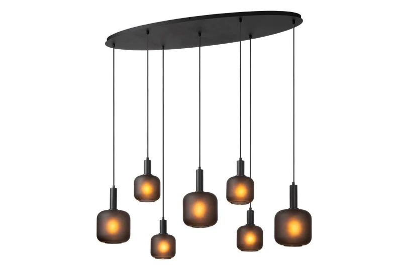 Image of Lucide 'ELOISE' Dimmable Adjustable Indoor Stylish Modern Pendant Light 7xE27 Black