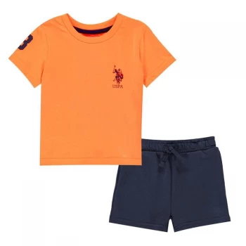 Image of US Polo Assn T Shirt and Short Set - Fluro Orange