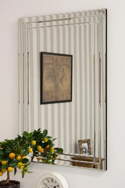 Image of Mirroroutlet Luxford All Glass Bevelled Mirror 90 X 60 Cm