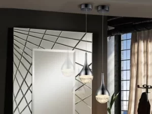 Image of Elie Integrated LED Crystal Ceiling Pendant Chrome Bubble Effect