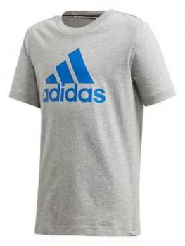 Image of Adidas Youth Badge Of Sports Tee - Grey Blue