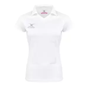 Image of Gilbert Eclipse Womens Netball Polo Shirt w Bib Attachments - White