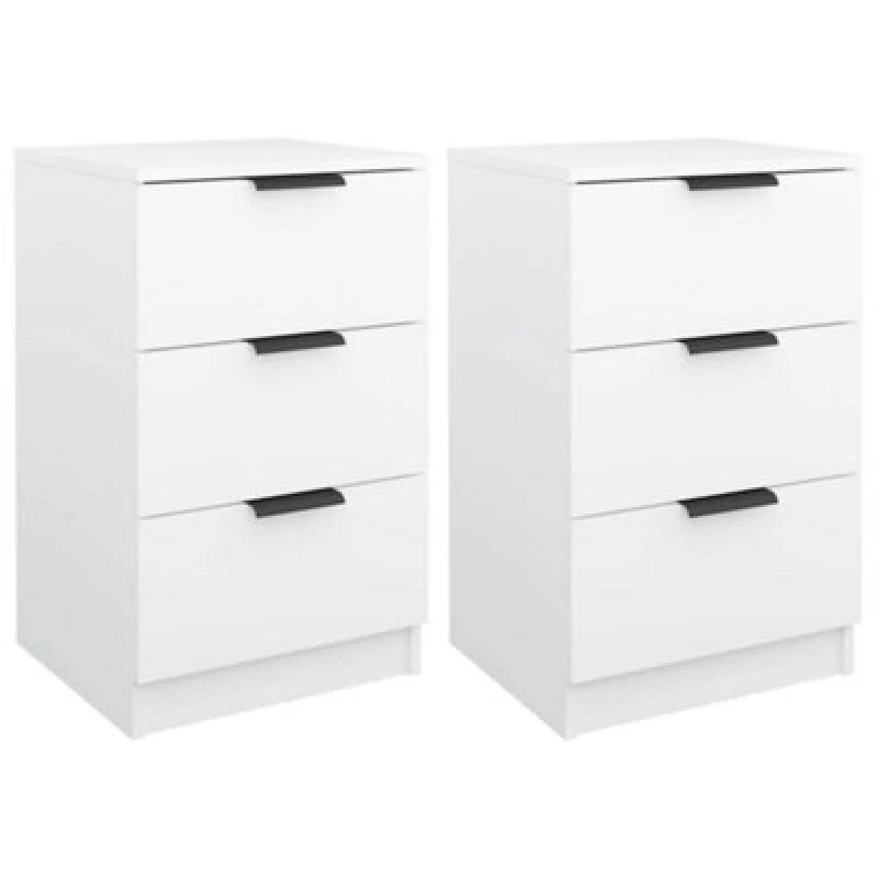 Image of Vidaxl Bedside Cabinets 2 Pcs White 40X36X65 Cm, White 811269