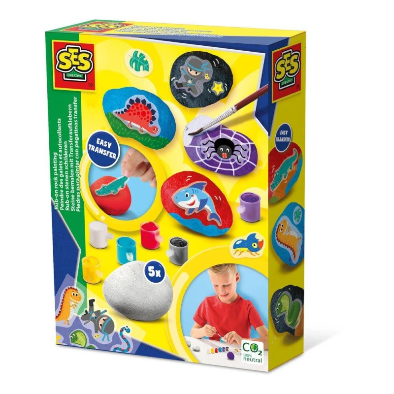 Image of SES Creative Rub-On Rock Painting, 5 Years and Above (14289) Multi