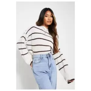 Image of I Saw It First Slouchy Knitted Stripe Jumper - Brown