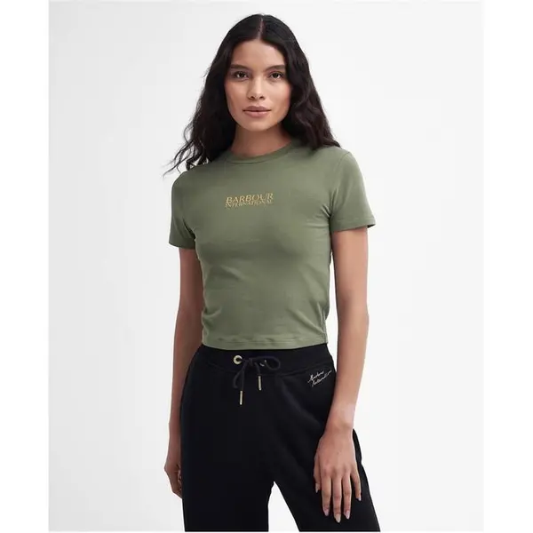 Image of Barbour International Reign Cropped T-Shirt - Green 16