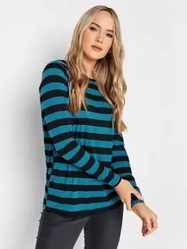 Image of Long Tall Sally Dark Red/black Short Sleeve Stripe T-shi, Red, Size 10, Women