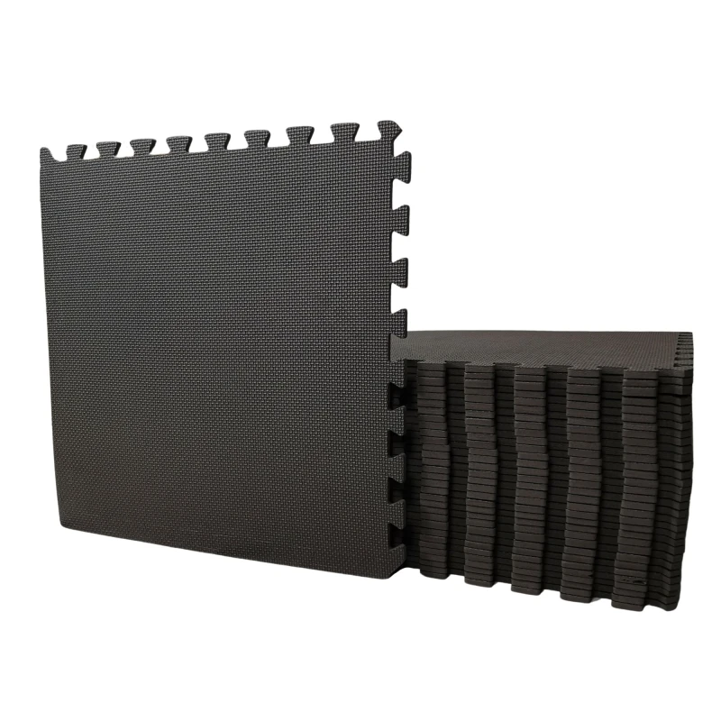 Image of 60cm x 60cm Samuel Alexander 16 Piece Eva Foam Protective Tile Floor Mats in Black