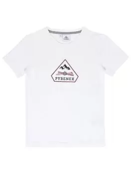 Image of Boys, Pyrenex Large Logo T-Shirt - White, Size 10 Years