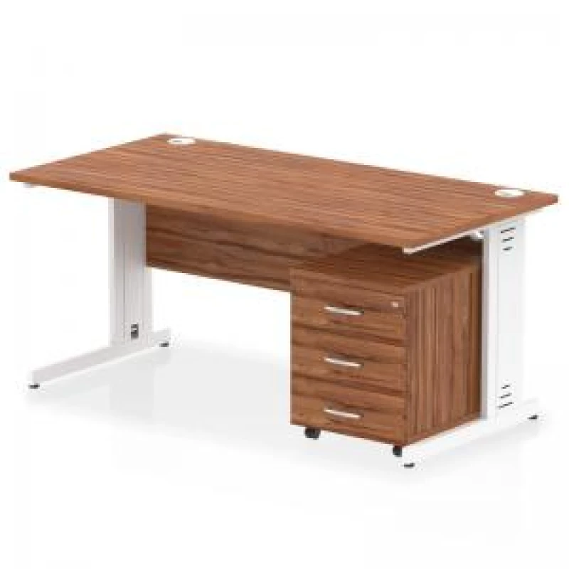 Image of Dynamic Office Solutions Impulse 1600mm Cable Managed Straight Desk With Mobile Pedestal I003952