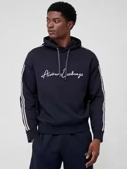 Image of Armani Exchange Script Overhead Hoodie, Navy, Size S, Men