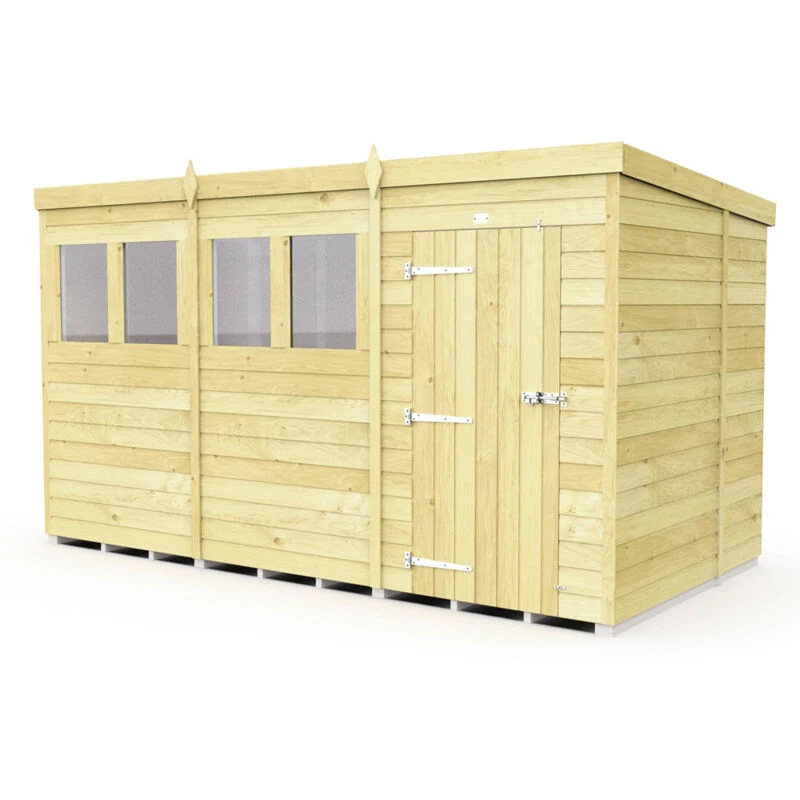 Image of Flat Pack Sheds DIY Sheds 12 x 7 Pent Shed, Brown 12X7PFF