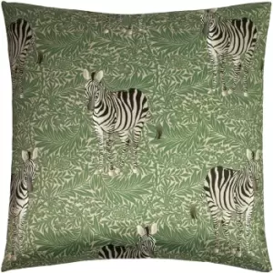 Image of Paoletti Zebra Foliage Cushion Cover (50cm x 50cm) (Green)