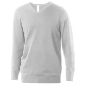 Image of Kariban Mens Cotton Acrylic V Neck Sweater (M) (Grey Melange)