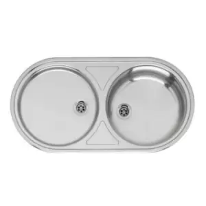 Image of Single Bowl Chrome Stainless Steel Kitchen Sink - Reginox Valencia