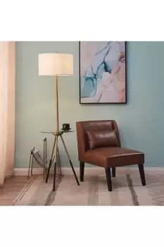Image of Myra Tripod Floor Lamp With Built-In USB Port & Glass Table