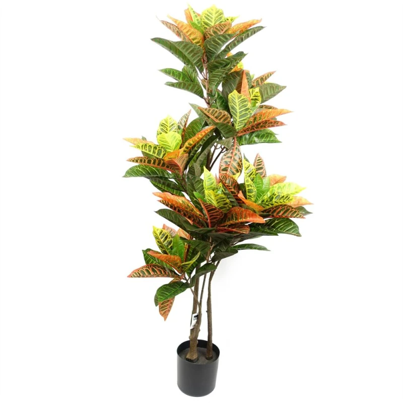 Image of Leaf Artificial Tree Orange Yellow Codiaeum Tropical Large Botanik Green