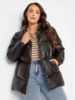 Image of Yours Pu Puffer Jacket Black, Size 18, Women