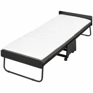 Image of HOMCOM Portable Folding Bed With Memory Foam Mattress And Steel Frame On Wheels