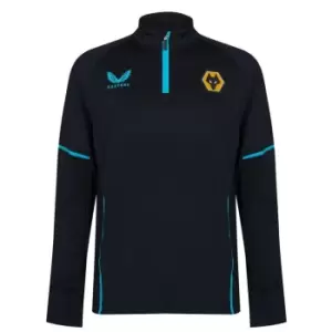 Image of Castore Wolves quarter Zip Top Mens - Black