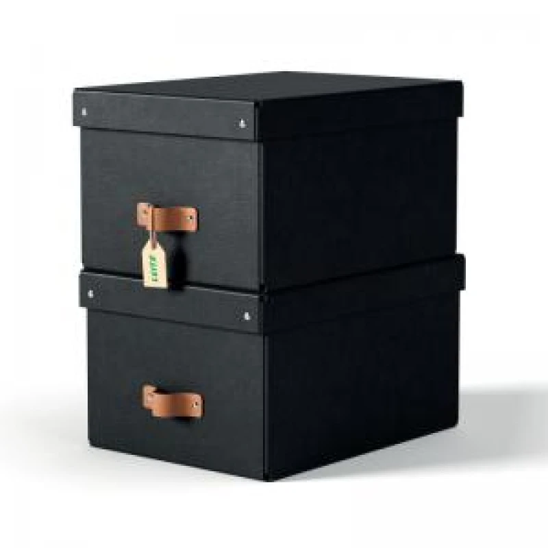 Image of Leitz Puro Storage Box with Lid Medium 17L Black 100 Recycled Card EXR70965AC