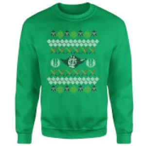 Image of Star Wars Yoda Christmas Knit Green Christmas Sweatshirt - S - Green