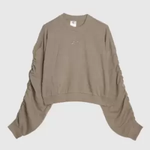 Image of Reebok Ruched Crop Sweatshirt In Grey