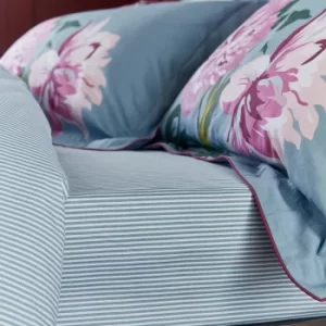 Image of Joules Melrose Floral Blue 100% Cotton Fitted Sheet Light Blue