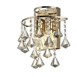 Image of Wall Lamp Switched 2 Light E14 French Gold, Crystal