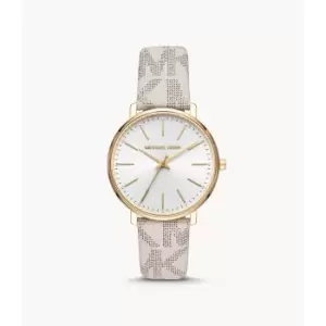 Image of Michael Kors Womens Pyper Three-Hand Pvc Strap - White