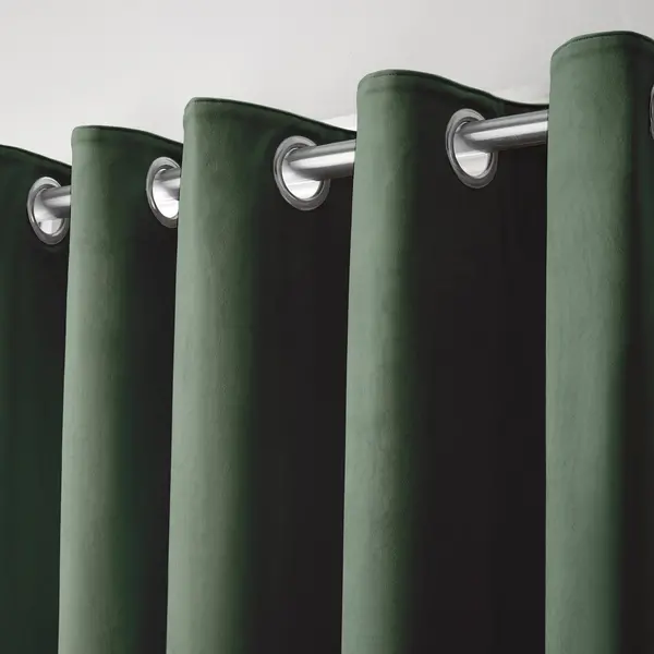 Image of Laurence Llewelyn-Bowen Montrose Bottle Green Blackout Eyelet Curtains Green
