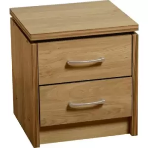 Image of Seconique - Charles 2 Drawer Bedside Cabinet Oak Veneer with Walnut Trim