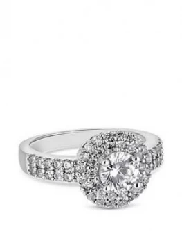 Image of Jon Richard Silver Double Halo Cocktail Ring