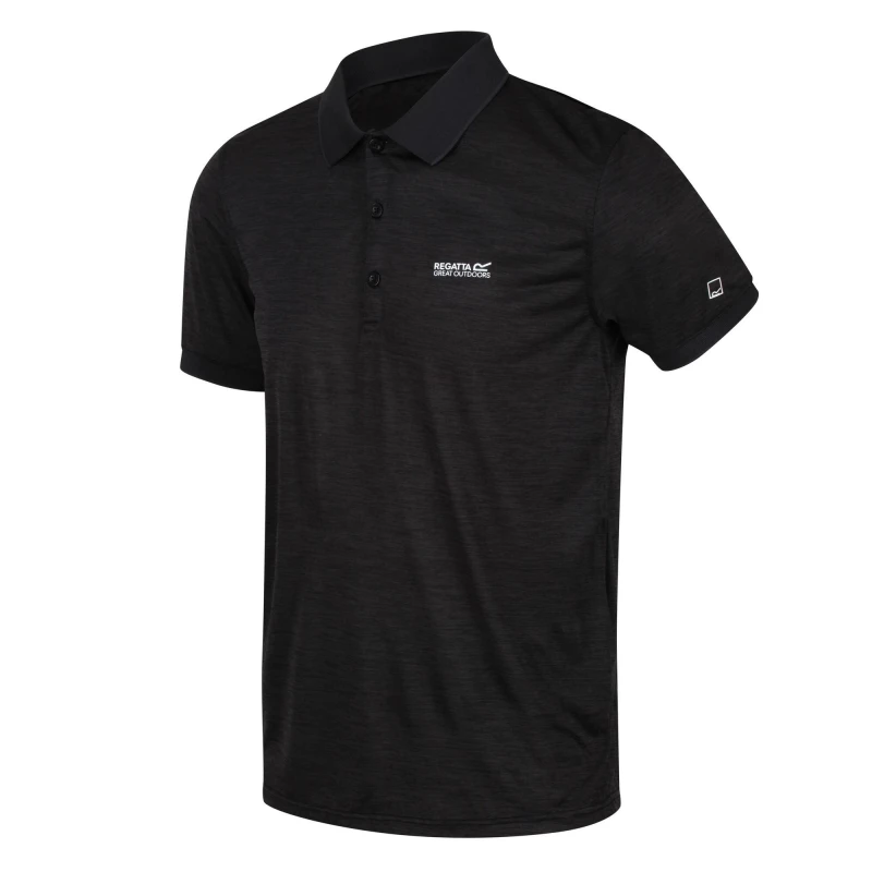 Image of Regatta Mens Remex II Quick Drying Wicking Polo Shirt 5XL- Chest 55-57' (140-145cm) Black RMT186-800-5XL