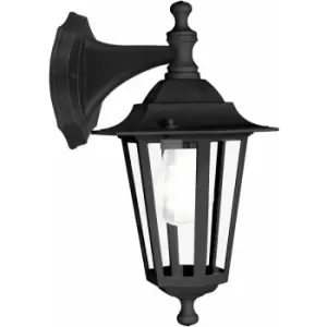 Image of Loops - IP44 Outdoor Wall Light Black Aluminium Lantern 1 x 60W E27 Bulb Porch Lamp
