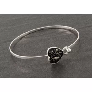 Image of Midnight Sparkle Silver Plated Heart Hearts Bangle