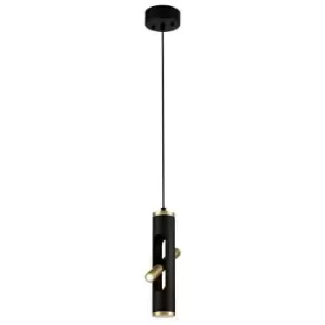 Image of Ceiling Pendant, 2 x 2W LED, 3000K, 560lm, Sand Black, Gold - Luminosa Lighting